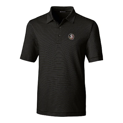 Men's Cutter & Buck Black Florida State Seminoles Forge Pencil Stripe Polo