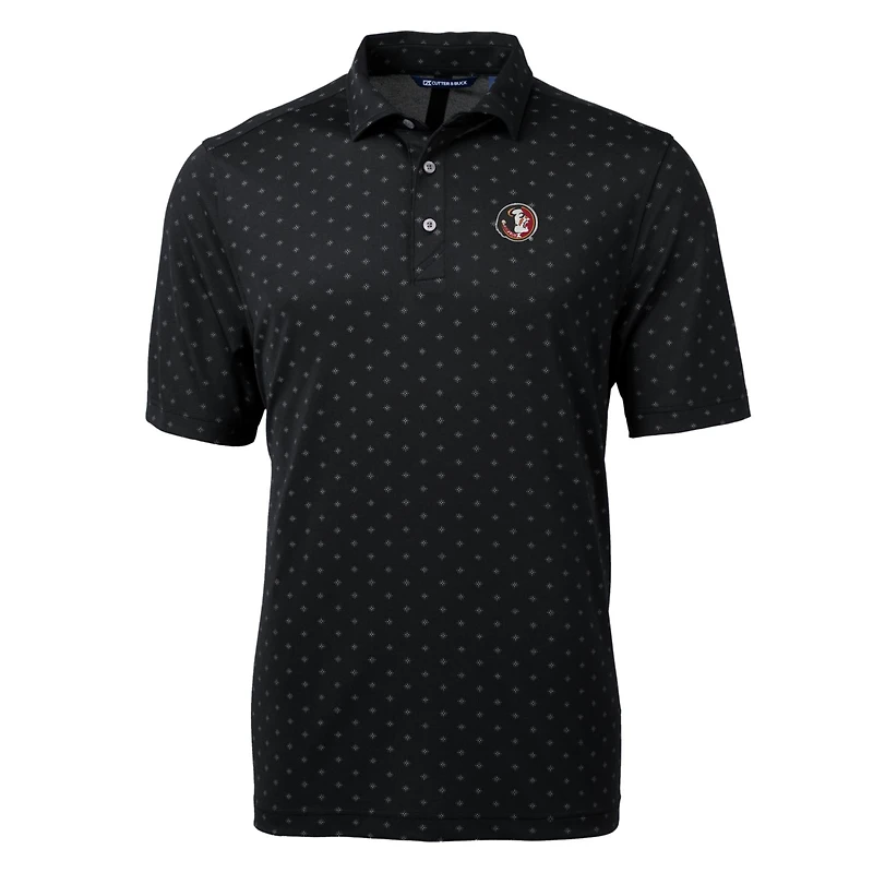Men's Cutter & Buck Black Florida State Seminoles Virtue Eco Pique Tile Recycled Polo