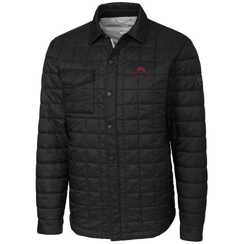 Veste-chemise boutonnée matelassée écologique Rainier des Florida State Seminoles pour homme, noire, Cutter & Buck Bobby Bowden
