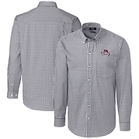 Men's Cutter & Buck Bobby Bowden Charcoal Florida State Seminoles Big Tall Epic Easy Care Gingham Long Sleeve Button-Down Shirt