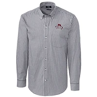 Men's Cutter & Buck Bobby Bowden Charcoal Florida State Seminoles Big Tall Epic Easy Care Gingham Long Sleeve Button-Down Shirt