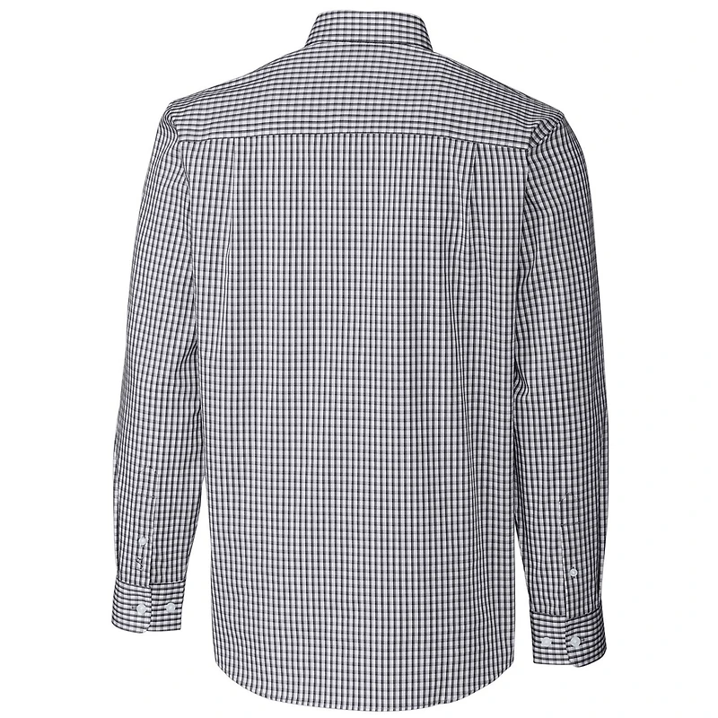 Men's Cutter & Buck Bobby Bowden Charcoal Florida State Seminoles Big Tall Epic Easy Care Gingham Long Sleeve Button-Down Shirt