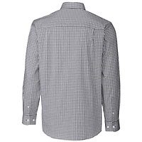 Men's Cutter & Buck Bobby Bowden Charcoal Florida State Seminoles Big Tall Epic Easy Care Gingham Long Sleeve Button-Down Shirt
