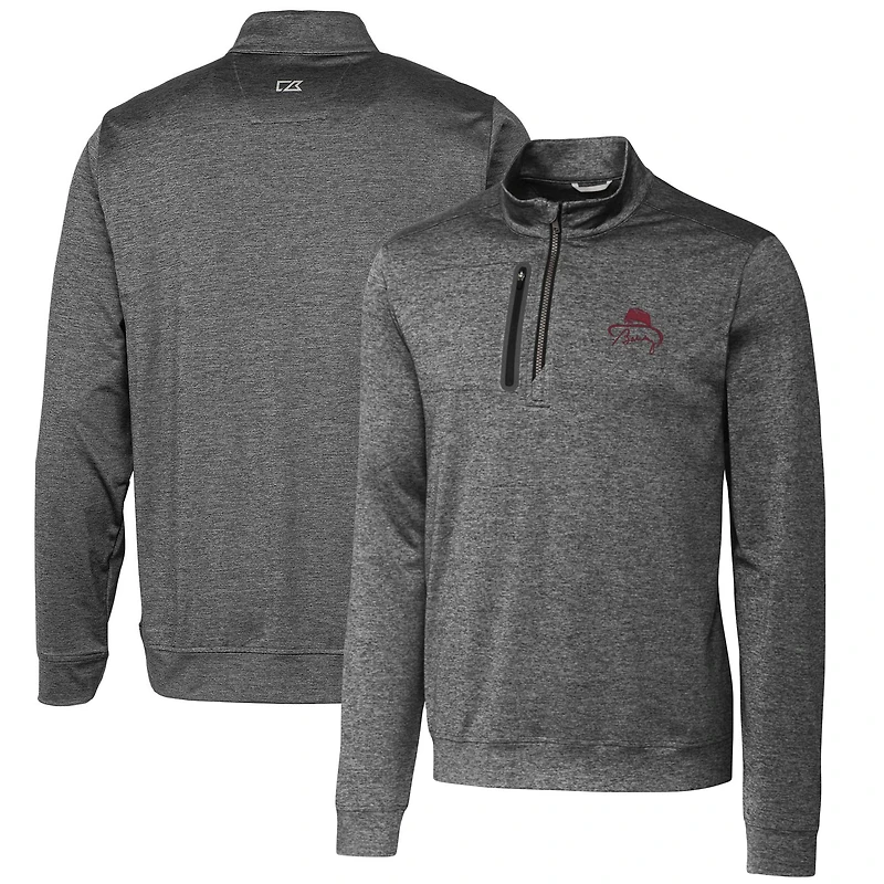 Men's Cutter & Buck Bobby Bowden Gray Florida State Seminoles Stealth Heathered Quarter-Zip Pullover Top