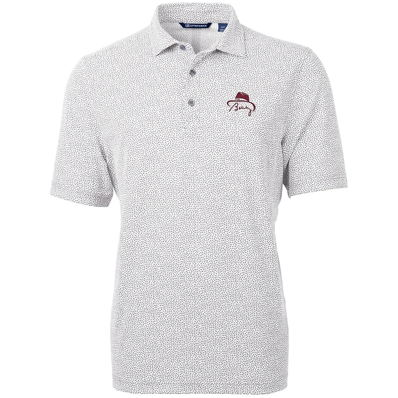 Men's Cutter & Buck Bobby Bowden White Florida State Seminoles Virtue Eco Pique Botanical Print Recycled Polo