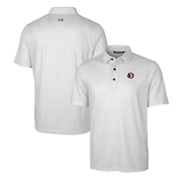 Men's Cutter & Buck Charcoal Florida State Seminoles Primary Team Logo Pike Double Dot Print Stretch Polo