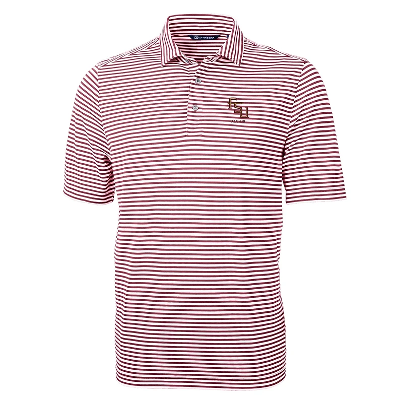 Polo Cutter & Buck Garnet Florida State Seminoles Alumni Logo Virtue Eco Pique Stripe Recycled pour homme