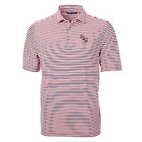 Polo Cutter & Buck Garnet Florida State Seminoles Alumni Logo Virtue Eco Pique Stripe Recycled pour homme