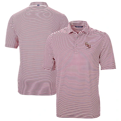 Men's Cutter & Buck Garnet Florida State Seminoles Alumni Logo Virtue Eco Pique Stripe Recycled Polo