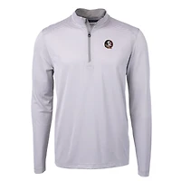 Men's Cutter & Buck  Gray/White Florida State Seminoles Big Tall Virtue Eco Pique Micro Stripe Recycled Quarter-Zip Pullover Top