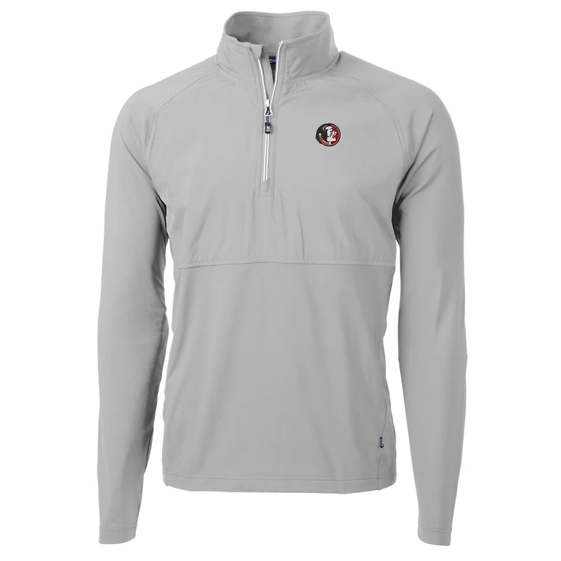 Men's Cutter & Buck Gray Florida State Seminoles Adapt Eco Knit Hybrid Recycled Quarter-Zip Pullover Top