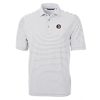 Polo recyclé à rayures écologiques Virtue Eco Pique pour homme, gris Cutter & Buck, avec logo de l'équipe Florida State Seminoles, grandes tailles