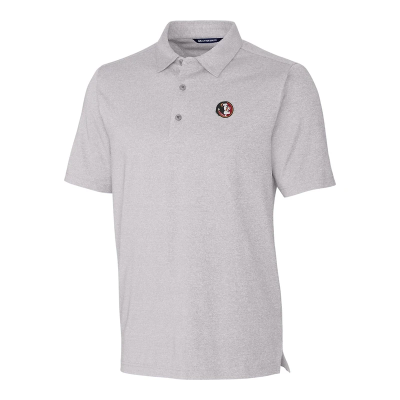 Men's Cutter & Buck Heather Gray Florida State Seminoles Forge Stretch Polo