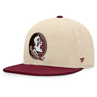 Casquette Snapback de receveur des Seminoles de l'État de Floride pour hommes Fanatics Tan