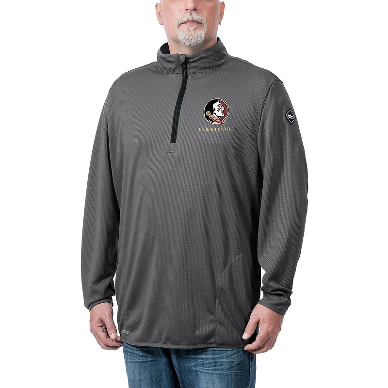 Men's Franchise Club Charcoal Florida State Seminoles Flex Thermatec Team Quarter-Zip Jacket