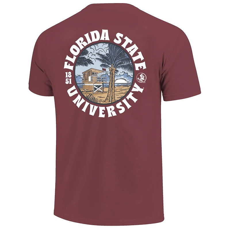 T-shirt à doublure épaisse pour homme, couleur grenat, motif paysage, couleurs confort des Seminoles de l'État Floride