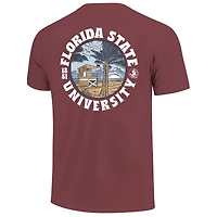 T-shirt à doublure épaisse pour homme, couleur grenat, motif paysage, couleurs confort des Seminoles de l'État Floride