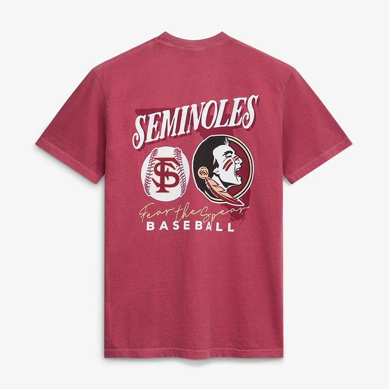 Men's Garnet Florida State Seminoles Drawn Mascot Baseball T-Shirt