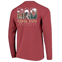 T-shirt à manches longues pour homme, couleur grenat, avec dessin du campus des Florida State Seminoles, spécial fête pères