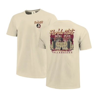Men's Image One  Natural Florida State Seminoles Comfort Colors Hand-Drawn Campus Stack T-Shirt