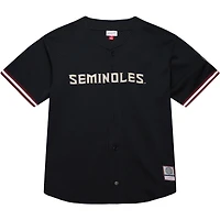Maillot à boutons complets noir Florida State Seminoles On The Clock pour homme de Mitchell & Ness