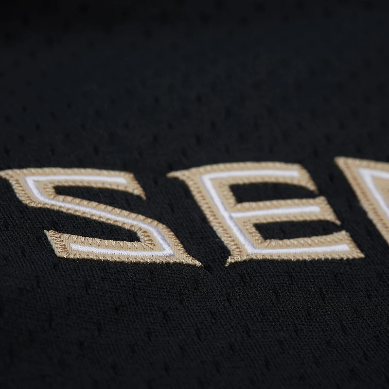 Maillot à boutons complets noir Florida State Seminoles On The Clock pour homme de Mitchell & Ness