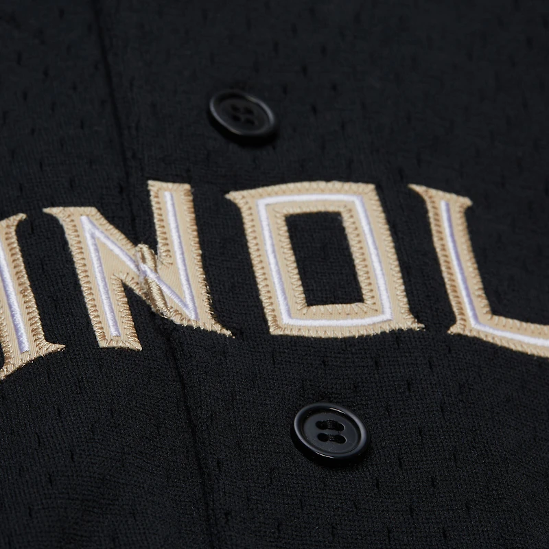 Maillot à boutons complets noir Florida State Seminoles On The Clock pour homme de Mitchell & Ness