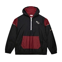 Men's Mitchell & Ness Black Florida State Seminoles Team 3.0 Anorak Half-Zip Hoodie