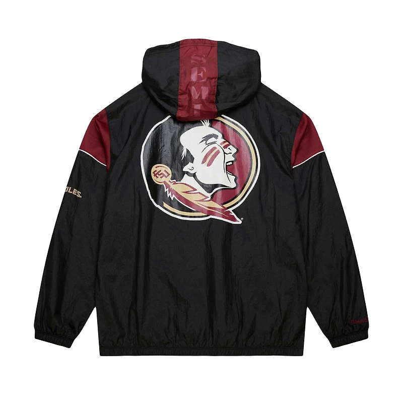 Men's Mitchell & Ness Black Florida State Seminoles Team 3.0 Anorak Half-Zip Hoodie