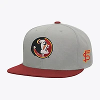 Casquette snapback Mitchell & Ness grise/grenat à carreaux Florida State Seminoles pour homme