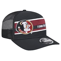 Men's New Era Black/Garnet Florida State Seminoles Striped 9SEVENTY Trucker Stretch-Snap Adjustable Hat