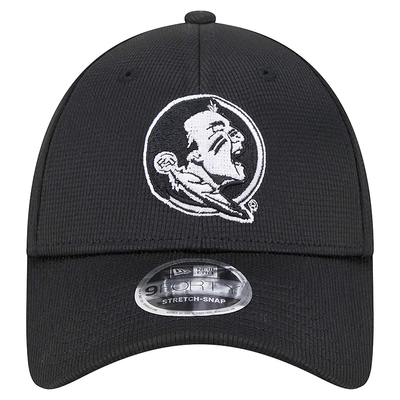 Casquette ajustable extensible à boutons-pression Pivot 9FORTY Florida State Seminoles pour homme New Era noire
