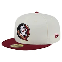 Casquette ajustée chromée 59FIFTY pour homme New Era, couleur crème, Florida State Seminoles