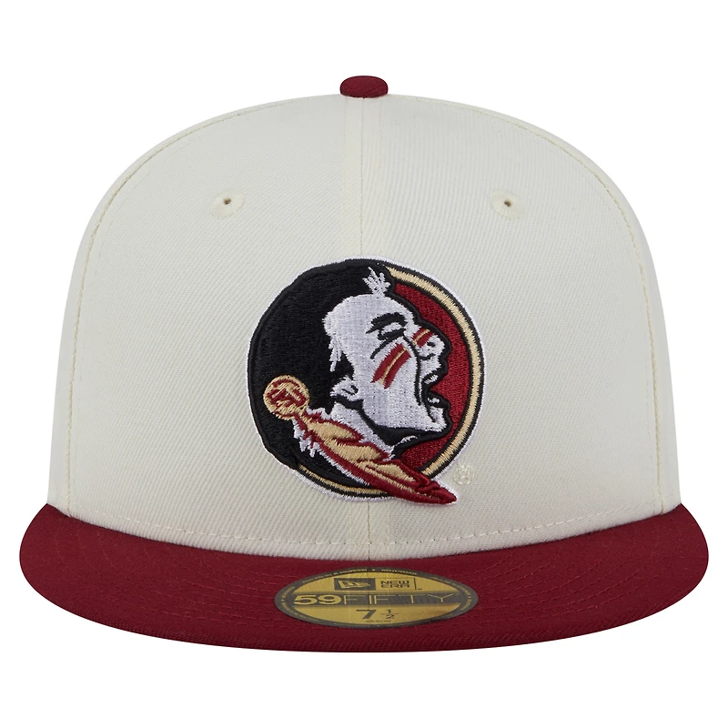 Men's New Era Cream Florida State Seminoles Chrome 59FIFTY Fitted Hat
