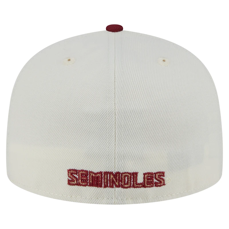 Men's New Era Cream Florida State Seminoles Chrome 59FIFTY Fitted Hat