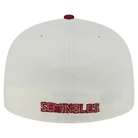 Men's New Era Cream Florida State Seminoles Chrome 59FIFTY Fitted Hat