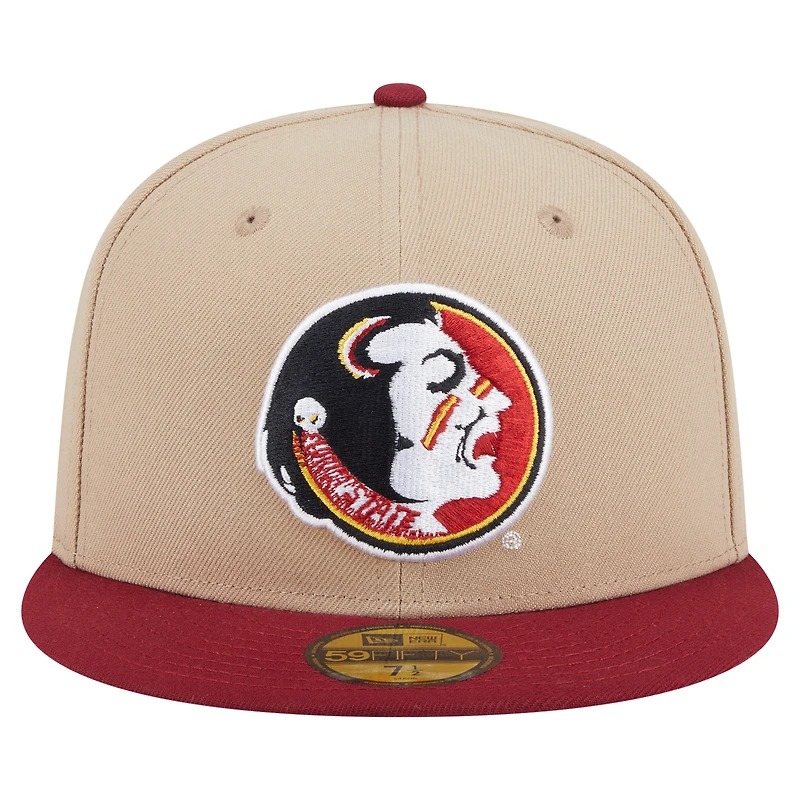Men's New Era  Khaki Florida State Seminoles Throwback Two-Tone 59FIFTY Fitted Hat