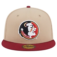 Men's New Era  Khaki Florida State Seminoles Throwback Two-Tone 59FIFTY Fitted Hat