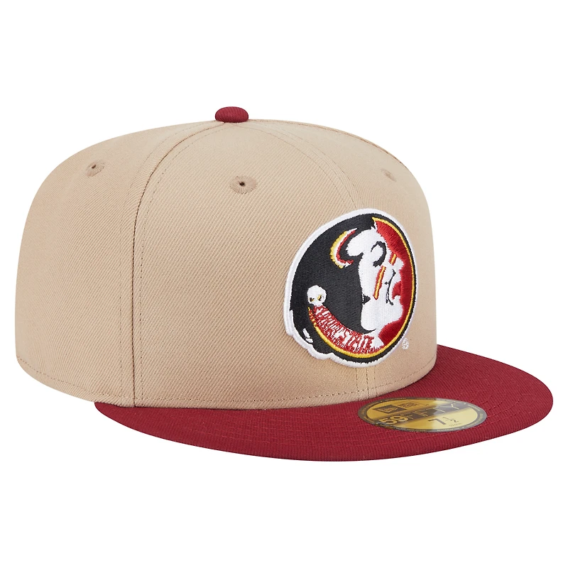 Men's New Era  Khaki Florida State Seminoles Throwback Two-Tone 59FIFTY Fitted Hat