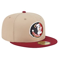 Men's New Era  Khaki Florida State Seminoles Throwback Two-Tone 59FIFTY Fitted Hat