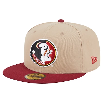 Men's New Era  Khaki Florida State Seminoles Throwback Two-Tone 59FIFTY Fitted Hat