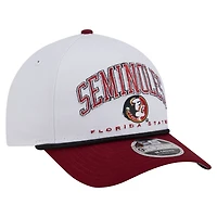 Men's New Era White/Garnet Florida State Seminoles Arch Two-Tone Rope 9FORTY A-Frame M-Crown Adjustable Hat