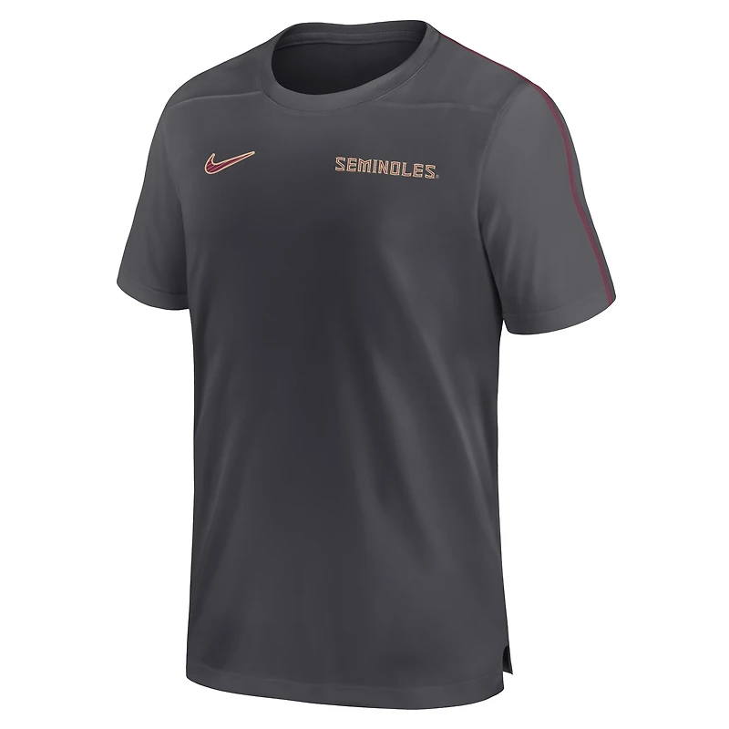 Haut de performance Nike Florida State Seminoles 2024 Sideline Coach pour homme, anthracite