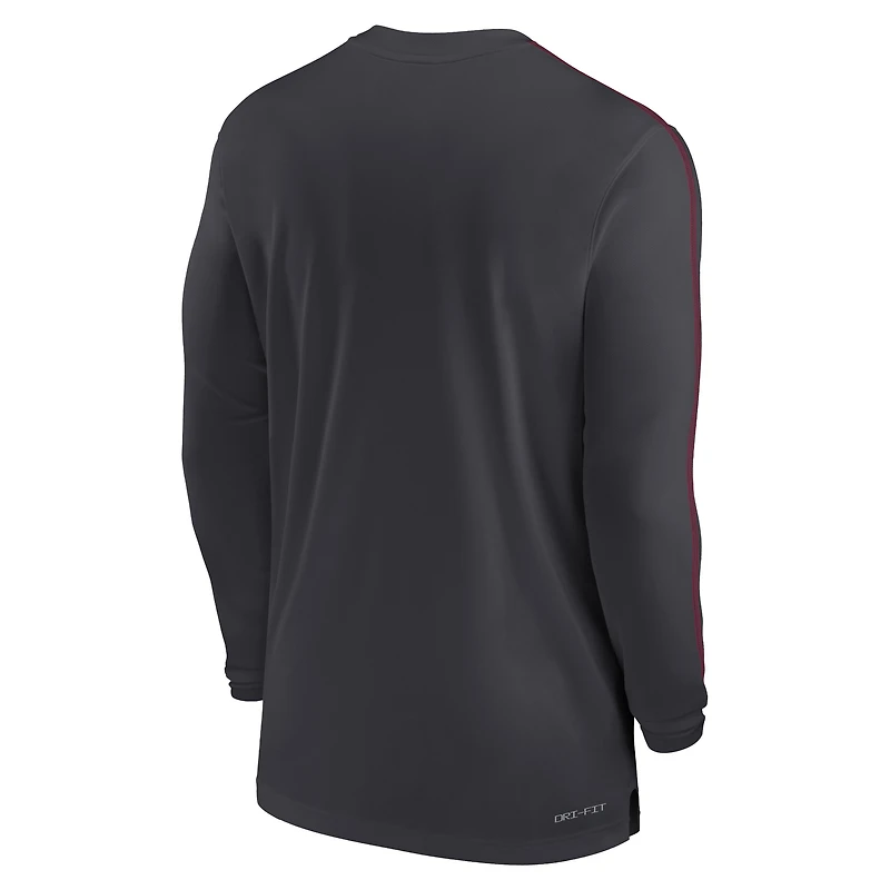 T-shirt à manches longues Nike Anthracite Florida State Seminoles 2024 Sideline Coach UV Performance pour homme