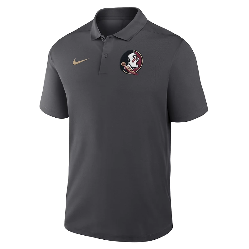 Men's Nike Anthracite Florida State Seminoles Primetime Victory Primary Logo Performance Polo
