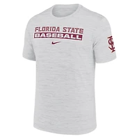 T-shirt Nike Ash Florida State Seminoles Velocity Baseball Wordmark Stack Performance pour homme
