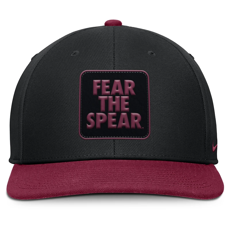 Casquette Nike noire/grenat pour homme Florida State Seminoles 2025 Sideline Campus Pro Local Snapback