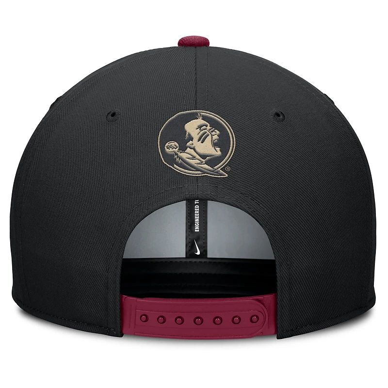 Men's Nike Black/Garnet Florida State Seminoles 2025 Sideline Campus Pro Local Snapback Hat