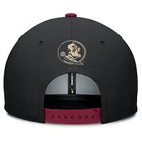 Men's Nike Black/Garnet Florida State Seminoles 2025 Sideline Campus Pro Local Snapback Hat