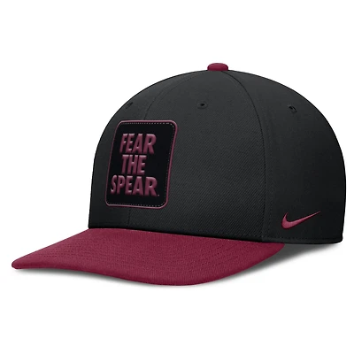 Casquette Nike noire/grenat pour homme Florida State Seminoles 2025 Sideline Campus Pro Local Snapback